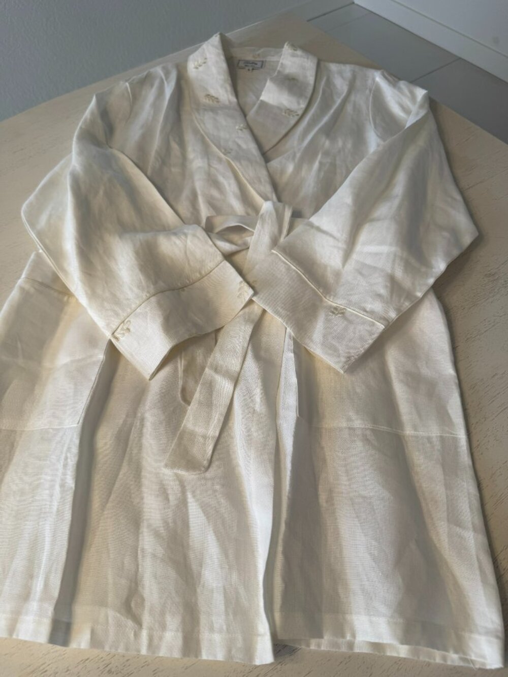 100% Italian Linen Luxury Robe/Layering Piece, Size Large